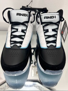 AND1 Youth 3 Basketball Shoes Black White Blue 22cm NWT High Top